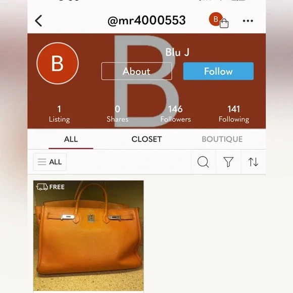 Hermès orange birkin scammer. BUYER BEWARE!! Mr4000553 or BLU J - Picture 1 of 3